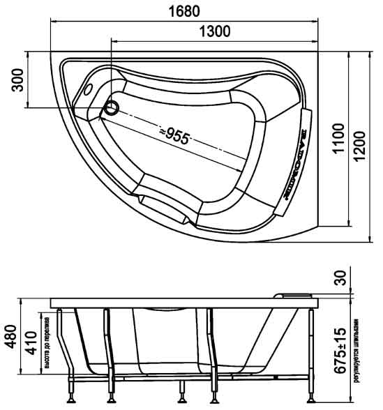 Якими можуть бути розміри акрилової ванни з різними модифікаціями