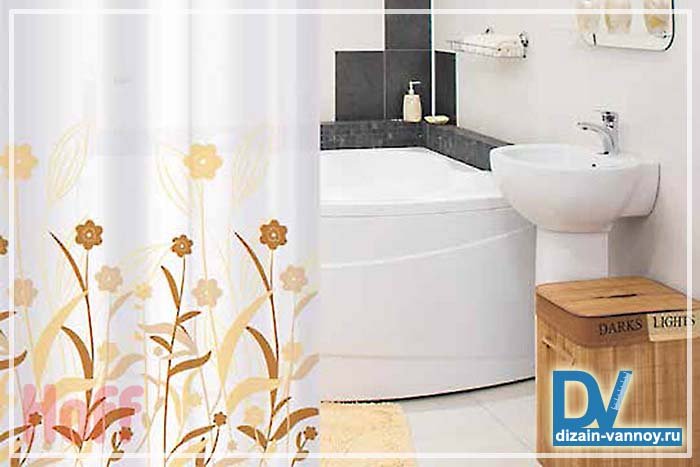Шторка для ванної тканинна, текстильна, поліестер і фото