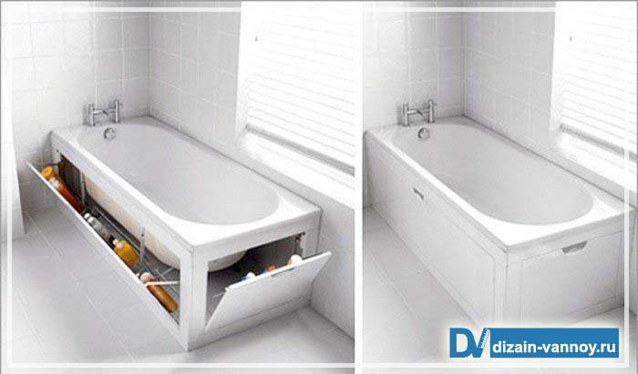 Екран під ванну з поличками і скриньками у вигляді шафи Екран під ванну з поличками і скриньками у вигляді шафи