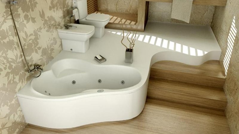 Кутова ванна: фото дизайну інтерєру