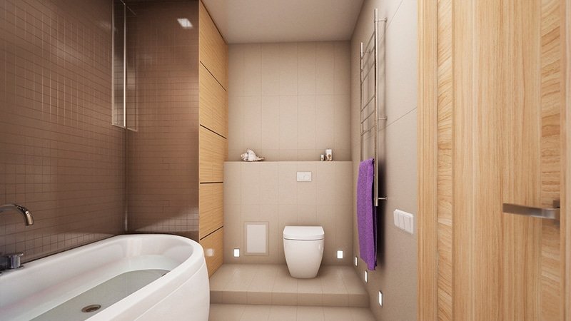 Коричнева плитка у ванній: фото бежева ванна