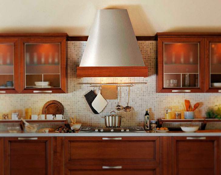 Камінні витяжки для кухні: кутова і купольного типу