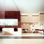 Коричнева плитка у ванній: фото бежева ванна