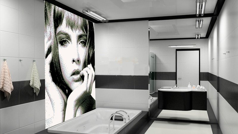 Панно з плитки для ванної кімнати: фото інтерєру