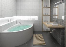 Розміщення кутової ванни у маленькій ванній кімнаті