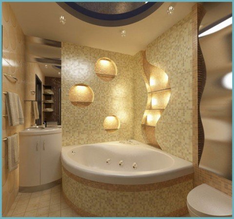 Розміщення кутової ванни у маленькій ванній кімнаті