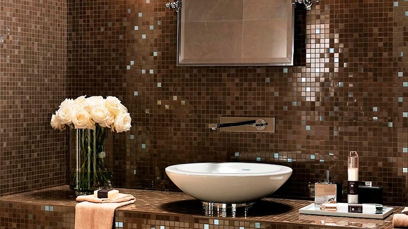 Плитка мозаїка для ванної кімнати: фото дизайну інтерєру