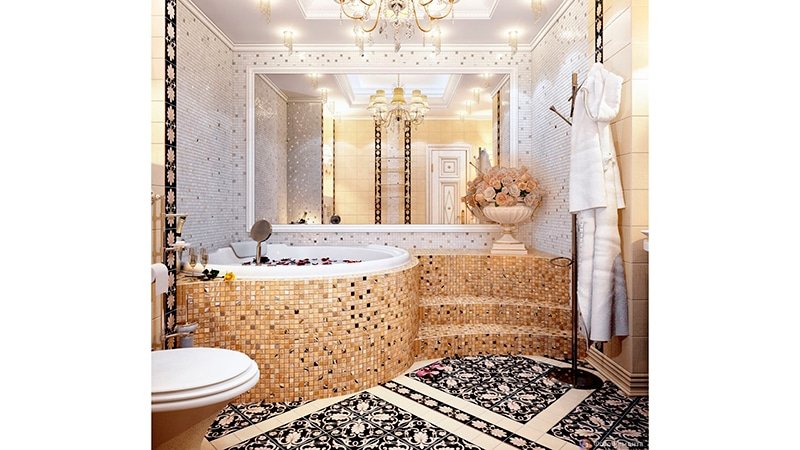 Плитка мозаїка для ванної кімнати: фото дизайну інтерєру