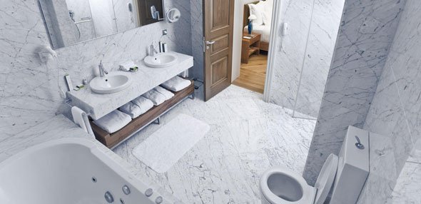 Мармурова плитка: багатство і розкіш у ванній кімнаті