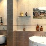 Плитка для ванної бамбук: фото жовта і блакитна кімната