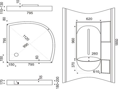 Які існують розміри душових кабінок різних видів