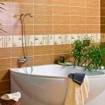 Плитка для ванної бамбук: фото жовта і блакитна кімната