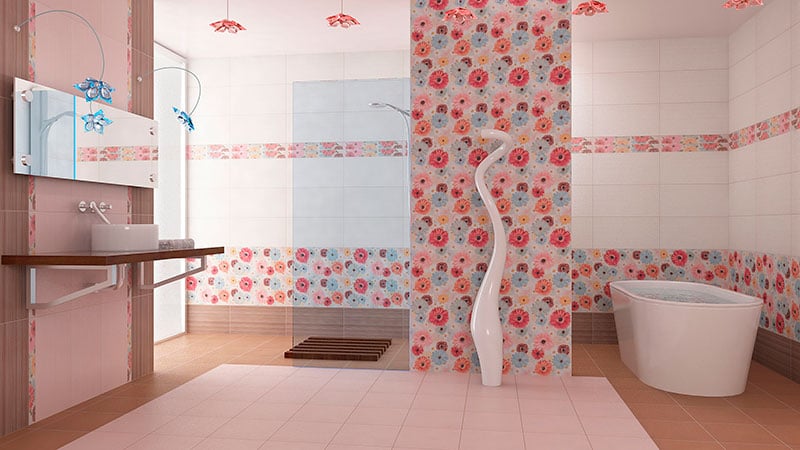 Плитка з малюнком для ванної: фото приклади дизайнів