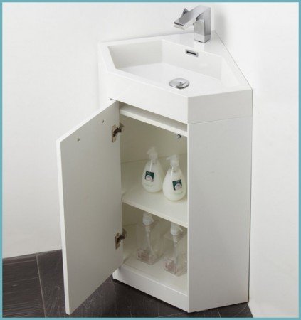 Кутова раковина з тумбою: зберігаємо простір у ванній кімнаті