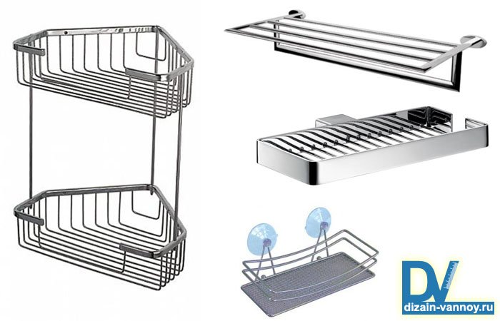 Хромована полиця для ванної кімнати   види, конфігурації і де повісити