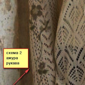 Туніка поєднання білого ажуру спицями та вишивки