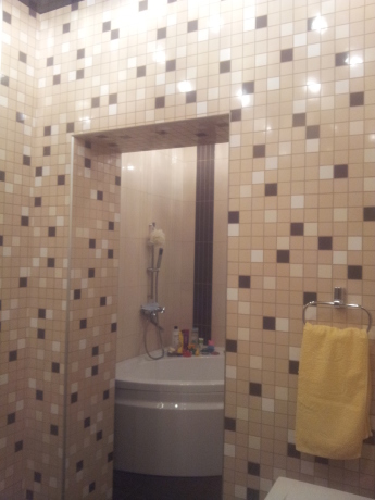 Шоколадна двокімнатна ванна в деревяному будинку