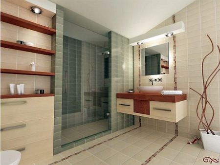 Бежева ванна. Дизайн ванної кімнати в бежевих тонах.