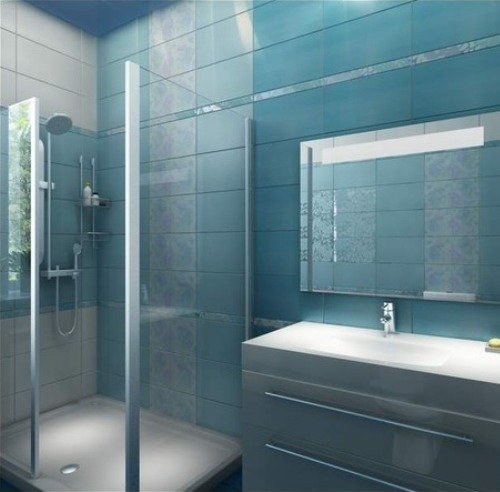 Суміщений санвузол блакитного відтінку Суміщений санвузол блакитного відтінку