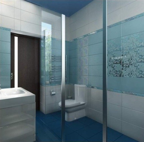 Суміщений санвузол блакитного відтінку Суміщений санвузол блакитного відтінку