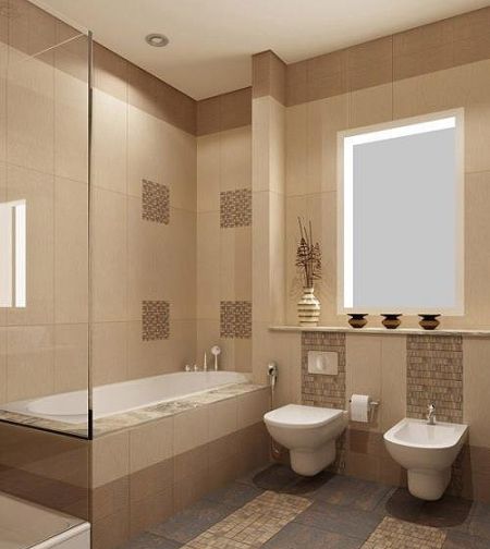 Бежева ванна. Дизайн ванної кімнати в бежевих тонах.