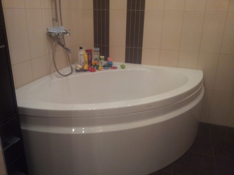 Шоколадна двокімнатна ванна в деревяному будинку