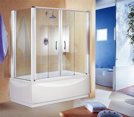 Шторки для ванної – тканинні, скляні, пластикові. Огляд. Фото.