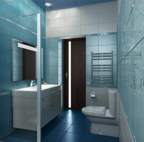 Суміщений санвузол блакитного відтінку Суміщений санвузол блакитного відтінку