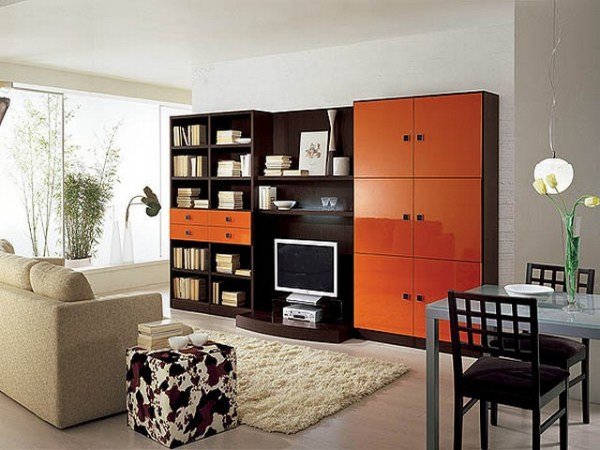 Стінка в вітальню в сучасному стилі: фото, матеріали, колір, особливості оформлення