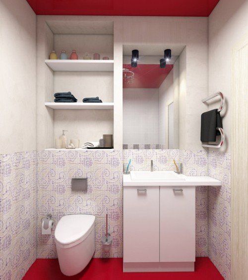 Біло червоний варіант суміщеного санвузла