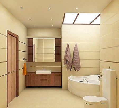 Бежева ванна. Дизайн ванної кімнати в бежевих тонах.