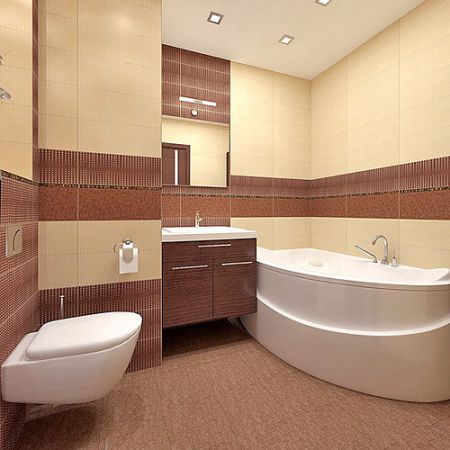 Бежева ванна. Дизайн ванної кімнати в бежевих тонах.