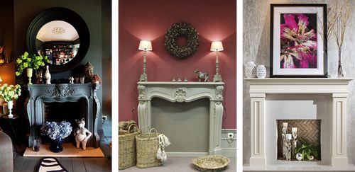 Камін в 2 х кімнатній квартирі хрущовці з гіпсу в кутку   фото дизайну інтерєру