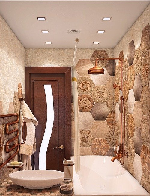 Дизайн маленької ванної без туалету в етнічному стилі
