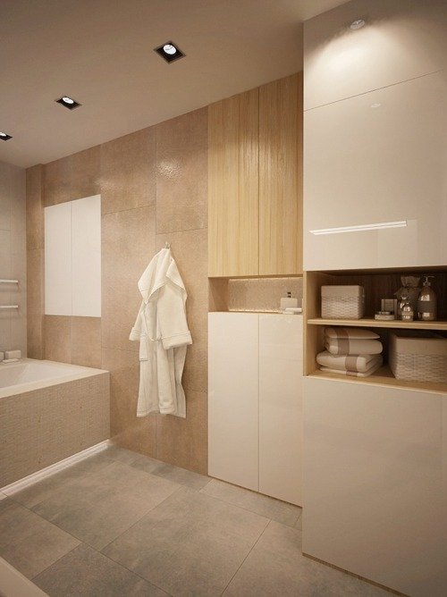 Мінімалізм для ванної з віконним отвором