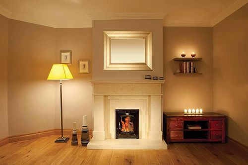 Камін в 2 х кімнатній квартирі хрущовці з гіпсу в кутку   фото дизайну інтерєру