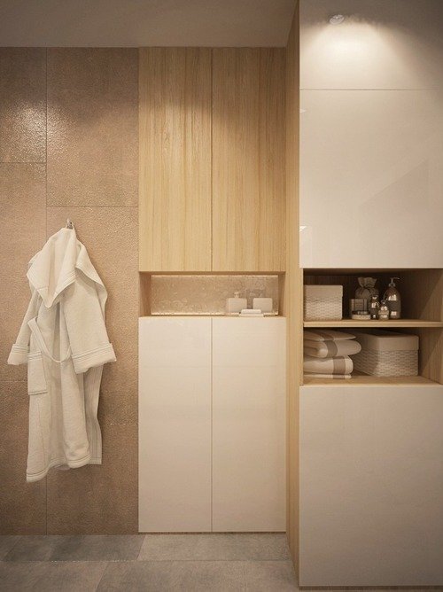 Мінімалізм для ванної з віконним отвором