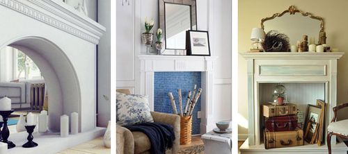 Камін в 2 х кімнатній квартирі хрущовці з гіпсу в кутку   фото дизайну інтерєру