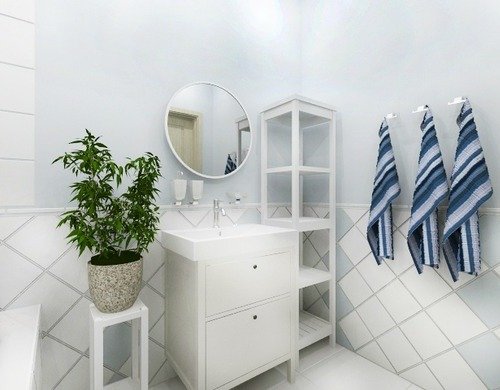 Скандинавський стиль невеликій ванній без туалету