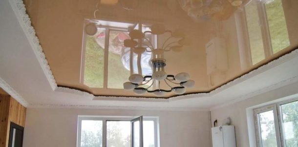 Стеля дворівневий: гіпсокартон і натяжна, 9 фото