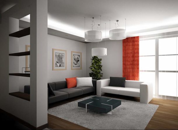 Гіпсокартонні перегородки для зонування простору в кімнаті (9 фото)