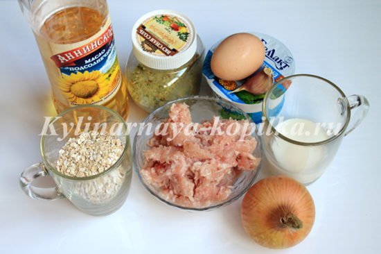 Котлети з вівсяних пластівців з курячим фаршем