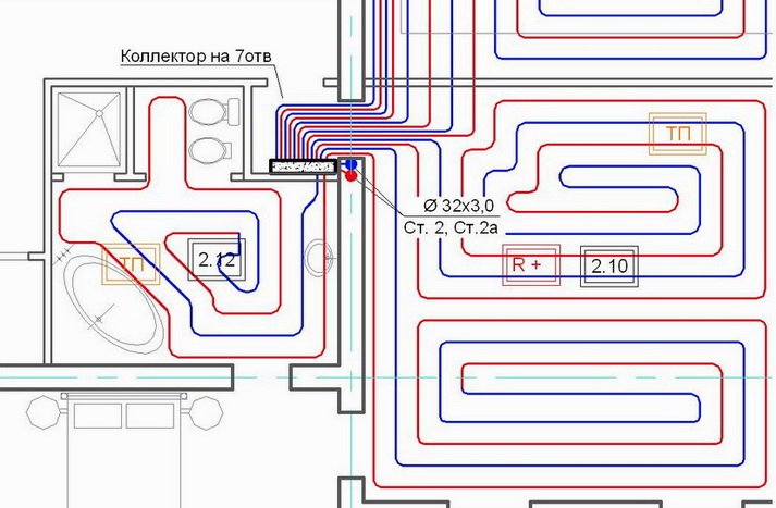 Схеми теплої підлоги   конструктивна, розміщення устаткування, підключень