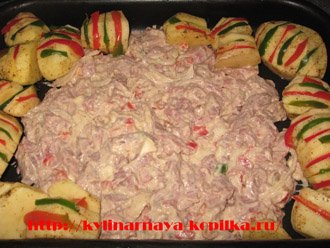 Запечене мясо з картоплею в духовці. Страва з конини
