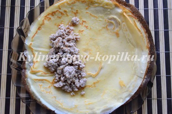 Млинці з мясом: рецепт з фото покроково