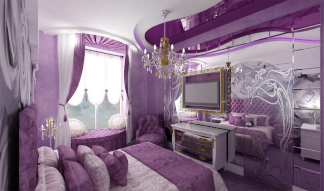 Розкіш і вишуканість фіолетовою спальні