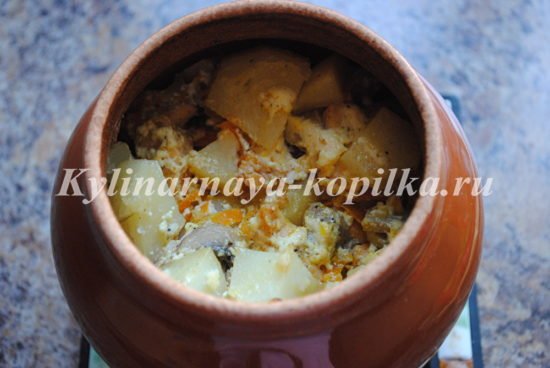 Печеня з мясом, грибами і картоплею в духовці: рецепт з фото