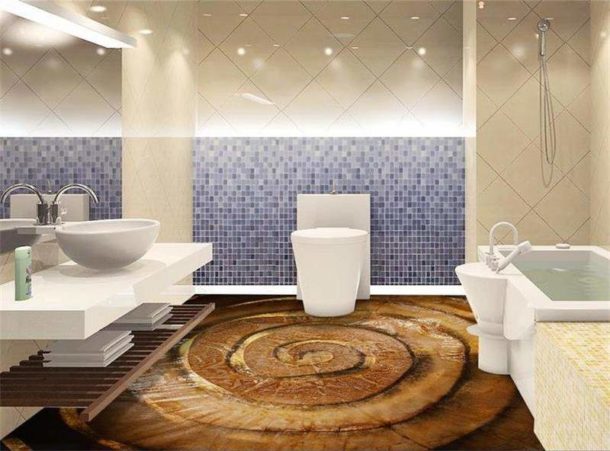 3D підлоги в ванній кімнаті і туалеті: 9 фото, ціна, технологія