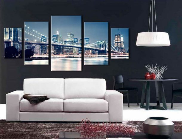 Модульні картини (12 фото) в інтерєрі вітальні: сучасний стиль