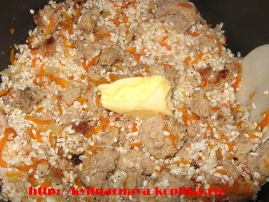 Страва з фаршу в мультиварці. Фарш з рисом в мультиварці